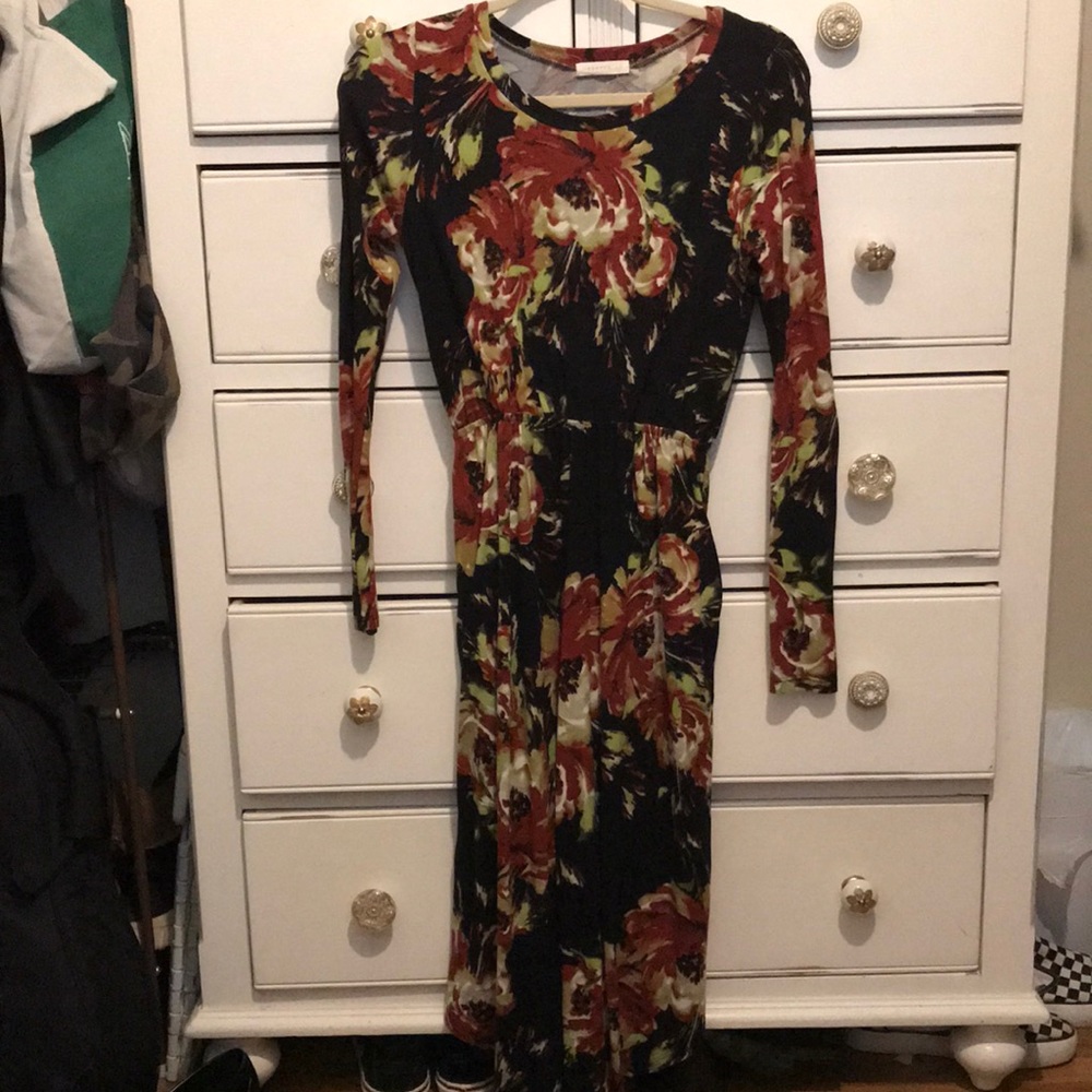 Jersey long sleeve midi dress
